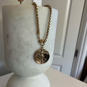 Gold plated Angel Medallion Pendant Necklace - Women's Jewelry